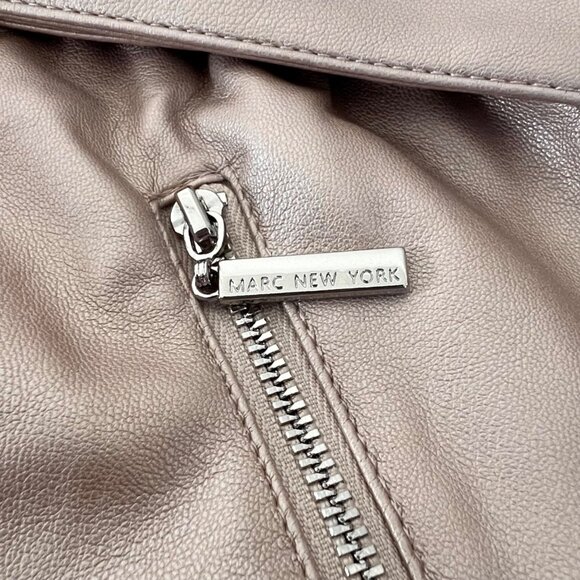 Marc New York Size M Light Pink Metallic Faux Leather Skirt Belt Zippers NWT - Picture 10 of 13